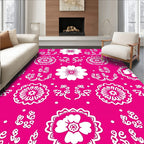 Bold Pink Floral Pattern Rug