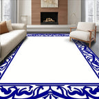 Elegant Blue Flourish Border Design Rug