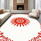 Ornate Red Floral Sunburst Design Rug