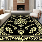 Elegant Black Gold Floral Rug