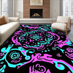 Vibrant Pink Teal Abstract Swirl Pattern Rug