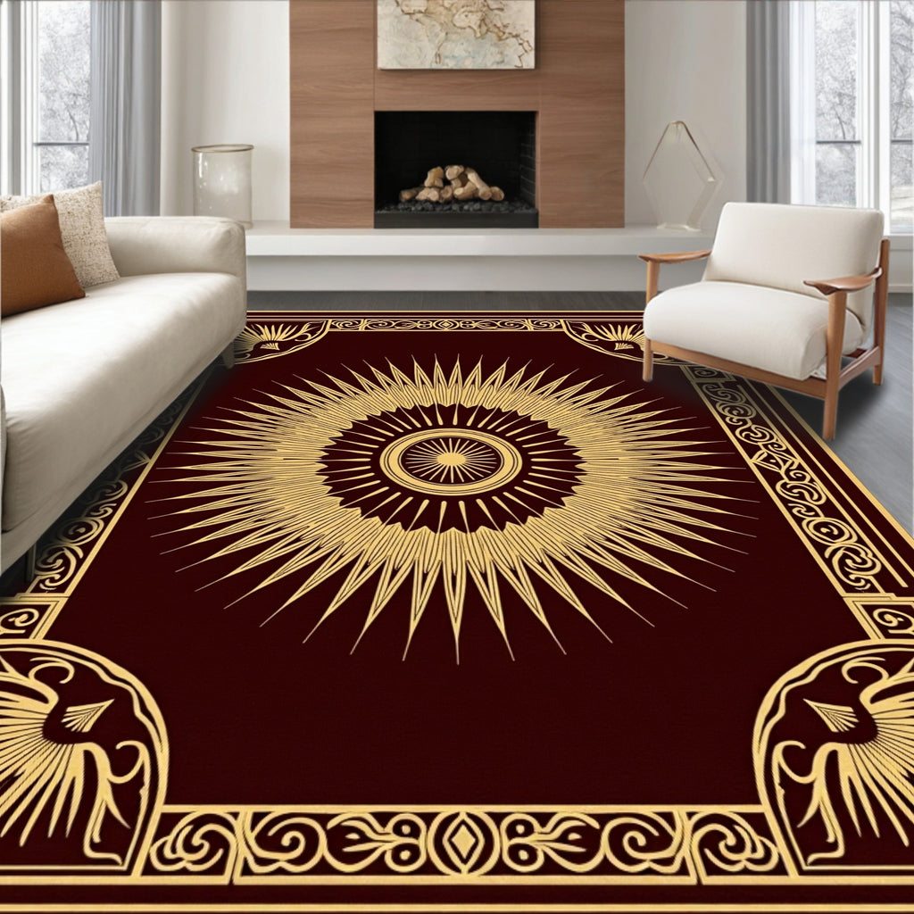 Golden Sunburst Art Deco Rug