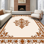 Ornate Floral Scrollwork Pattern Accent Rug
