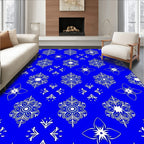 Vibrant Blue White Floral Medallion Rug