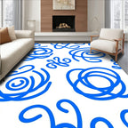 Abstract Blue Swirl Pattern Rug