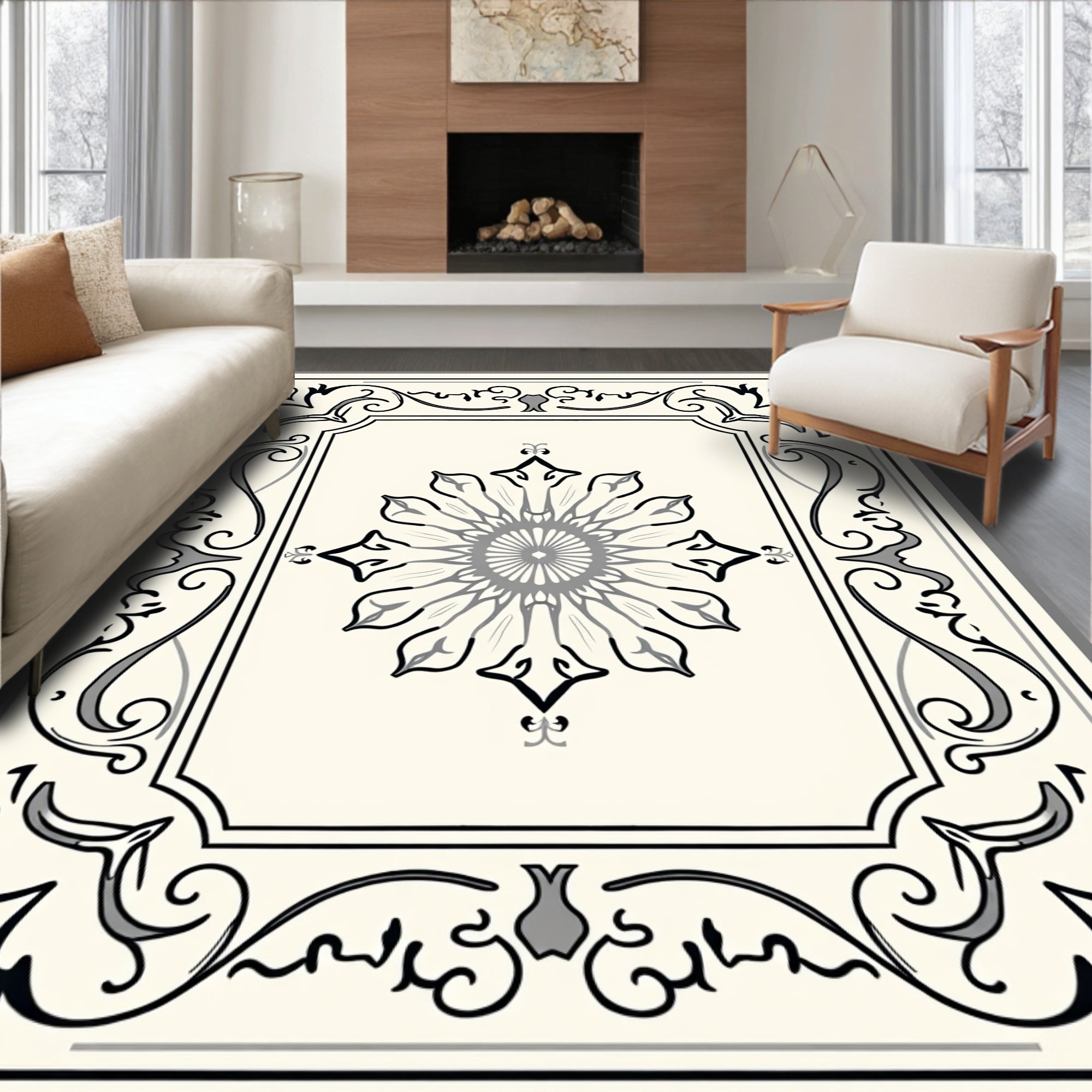 Ornate Floral Symmetry Rug