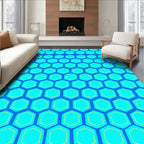Blue Honeycomb Pattern Rug