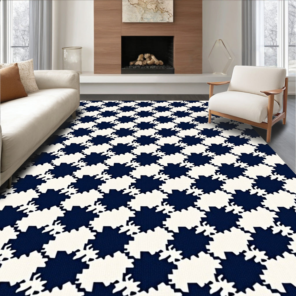 Houndstooth Pattern Textile Design Rug