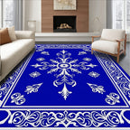 Elegant Blue White Floral Medallion Rug