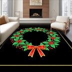 Vibrant Red Holly Berry Wreath Rug
