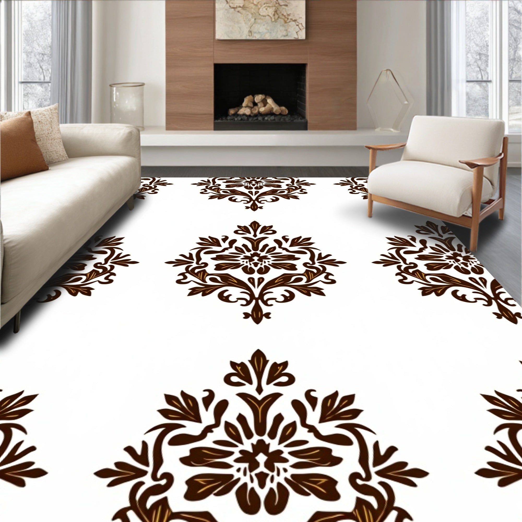 Classic Floral Damask Inspired Rug