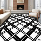 Monochrome Intersecting Lines Pattern Rug