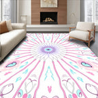 Floral Symmetry Pastel Pink Aqua Rug