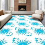 Bright Cyan Sunburst Swirl Rug