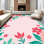 Red Pink Floral Botanical Design Rug