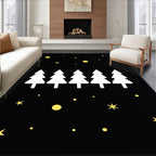 Bold Black White Pine Stars Rug