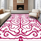 Ornate Red And White Floral Design Rug