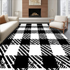 Black and White Checkered Pattern Rug