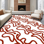Red Abstract Swirl Patterned Rug