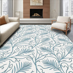 Teal Fern Swirl Pattern Accent Rug