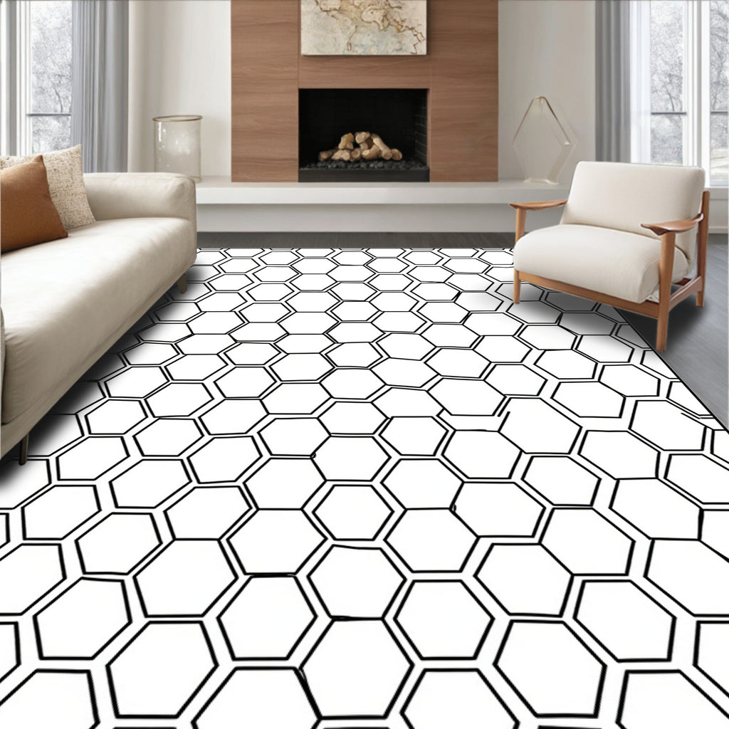 Geometric Hexagon Pattern Abstract Design Rug