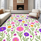 Retro Floral Daisy Pattern Rug
