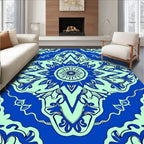 Royal Blue Floral Mandala Pattern Rug