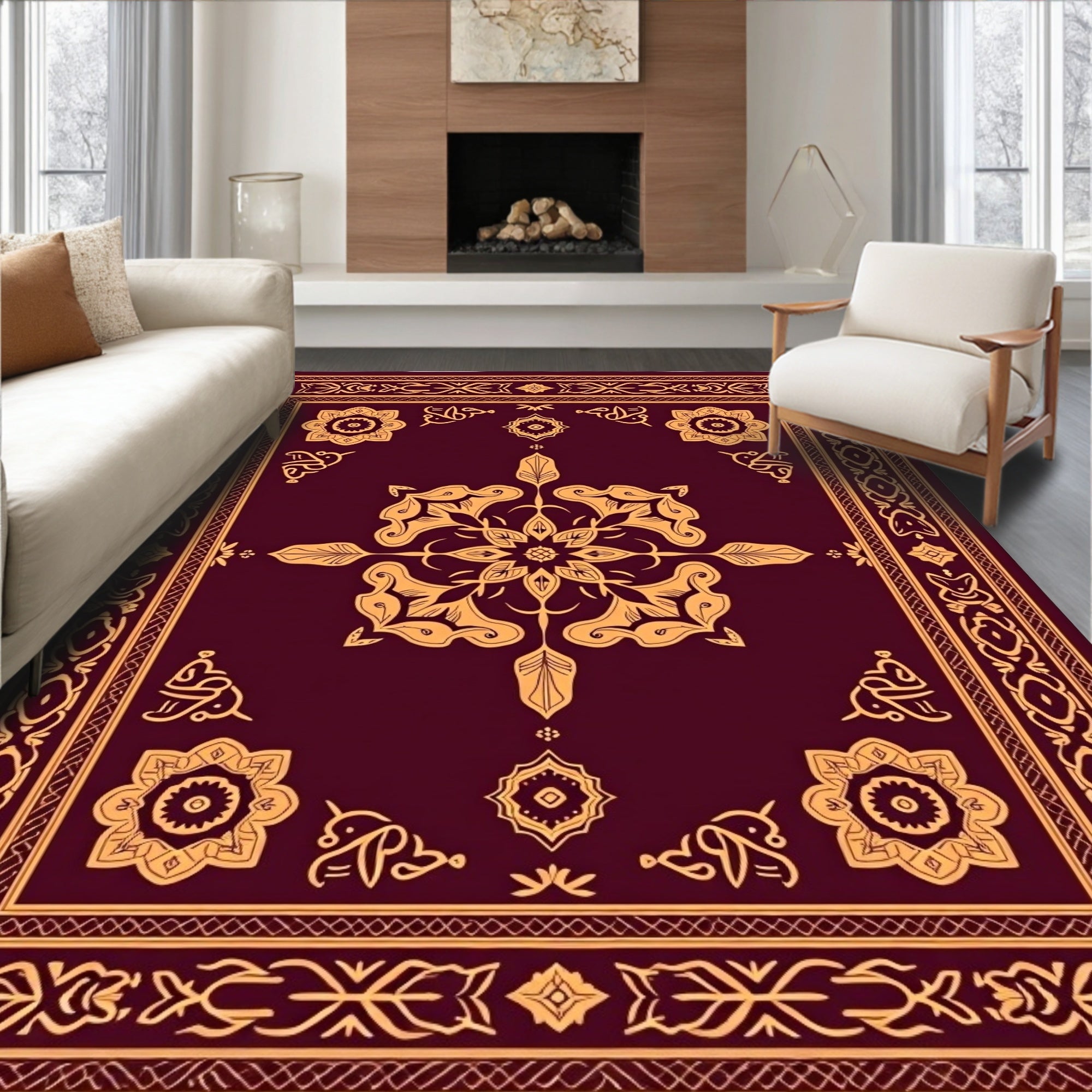 Ornate Floral Geometric Motif Rug