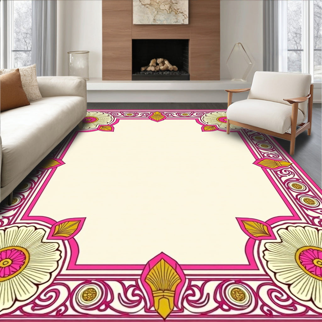 Ornate Floral Leaf Pattern Design Rug