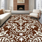 Ornate Floral Damask Scrollwork Design Rug