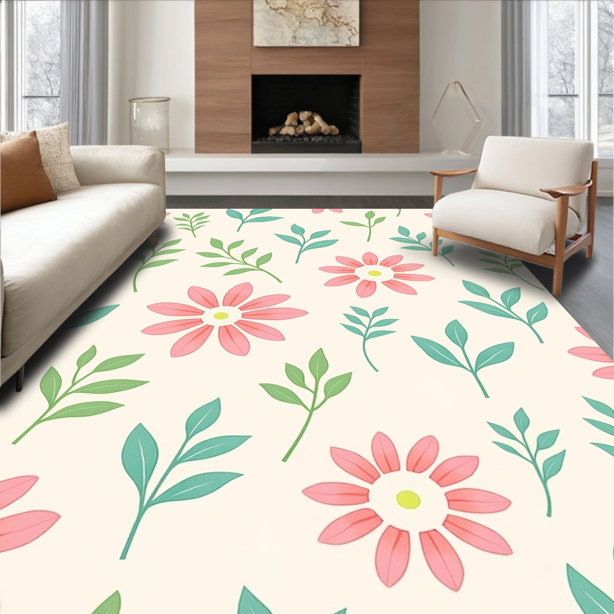 Sweet Floral Vines Pattern Rug