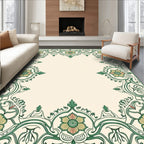 Green Floral Art Nouveau Border Design Rug