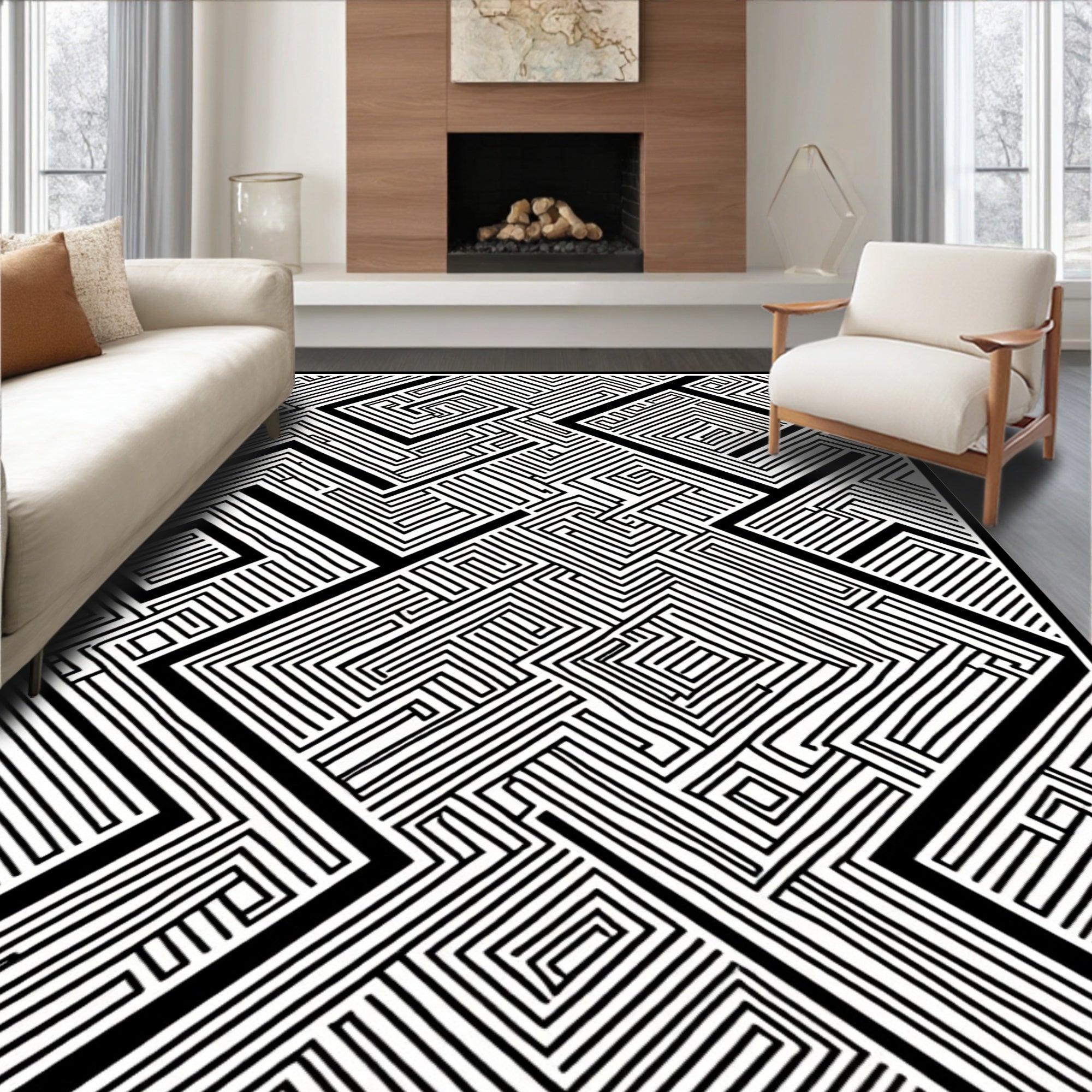 Graphic Maze Optical Illusion Rug