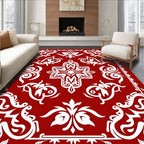 Regal White Floral Scroll Pattern Rug