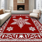 Crimson Snowflake Laurel Frame Rug