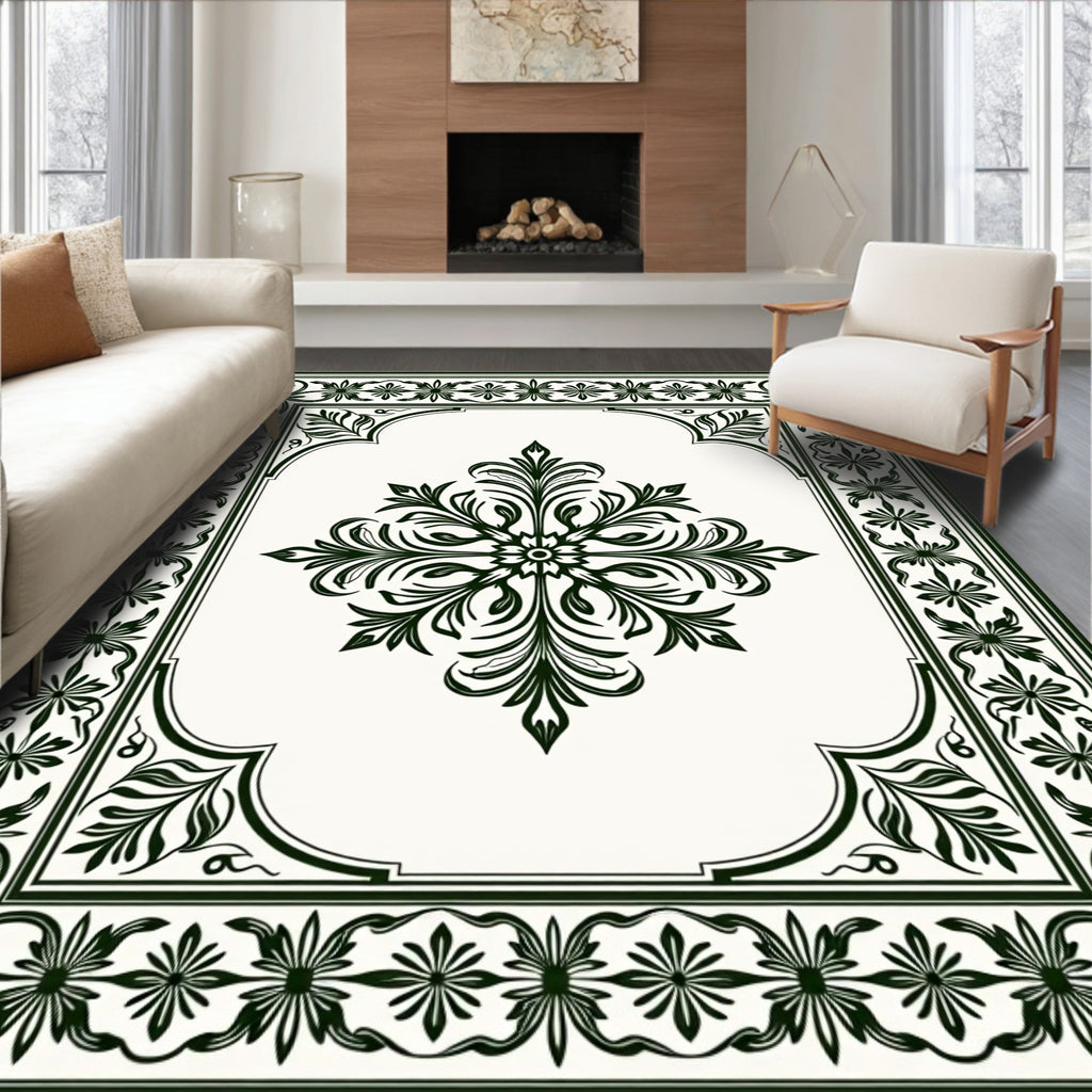Ornate Floral Border With Central Medallion Rug