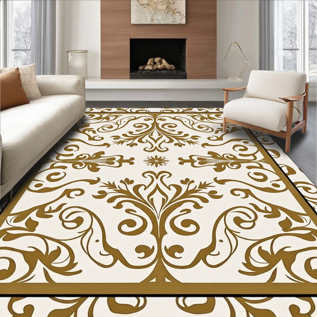 Classic Scrollwork Damask Pattern Rug