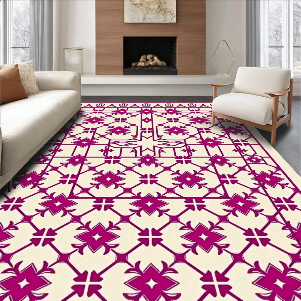 Ornate Geometric Lattice Pattern Rug