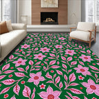 Pink Blossom With Green Foliage Rug