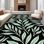Light Green Leaf Patterned Rug
