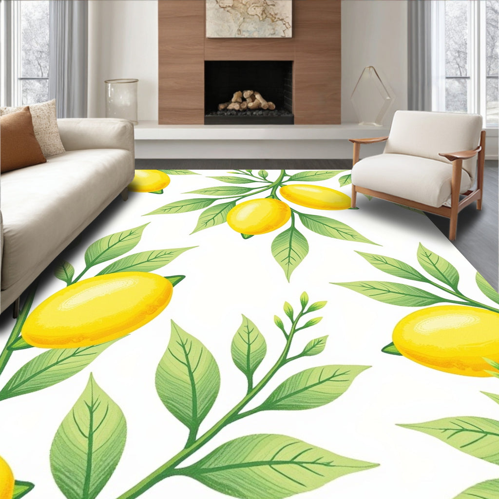 Fresh Lemon Branches Pattern Rug