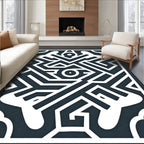 Abstract Geometric Maze Pattern Rug