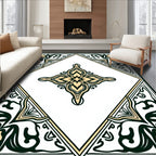 Art Nouveau Floral Geometric Pattern Rug