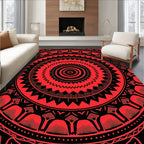 Radiant Red Black Mandalas Pattern Rug