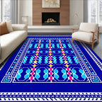 Vibrant Blue Geometric Pattern Rug