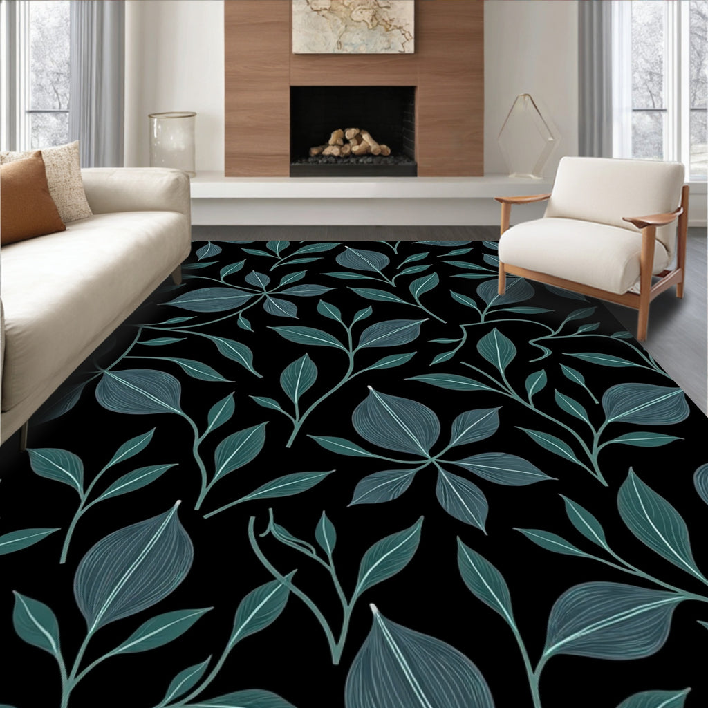 Dark Leafy Vine Pattern Rug