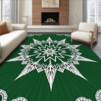 Emerald Green White Starburst Mandala Rug