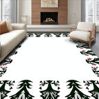Black White Red Floral Border Rug