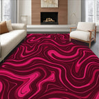 Swirling Marble Patterned Pink Design Rug