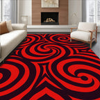 Bold Red Swirl Pattern Design Rug